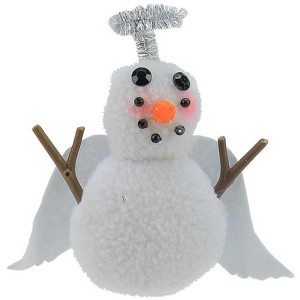 Roman 5" Plush Angel Snowman with Silver Halo Christmas Ornament - White/Silver - 1 of 1