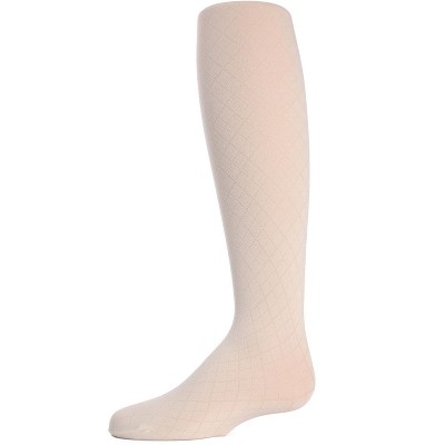 Memoi Girls' Double Diamond Opaque Nylon Tights