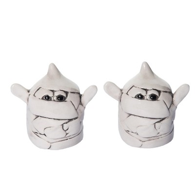 Transpac Dolomite 3.25 in. Off-White Halloween Mummy Salt and Pepper Shaker Set of 2