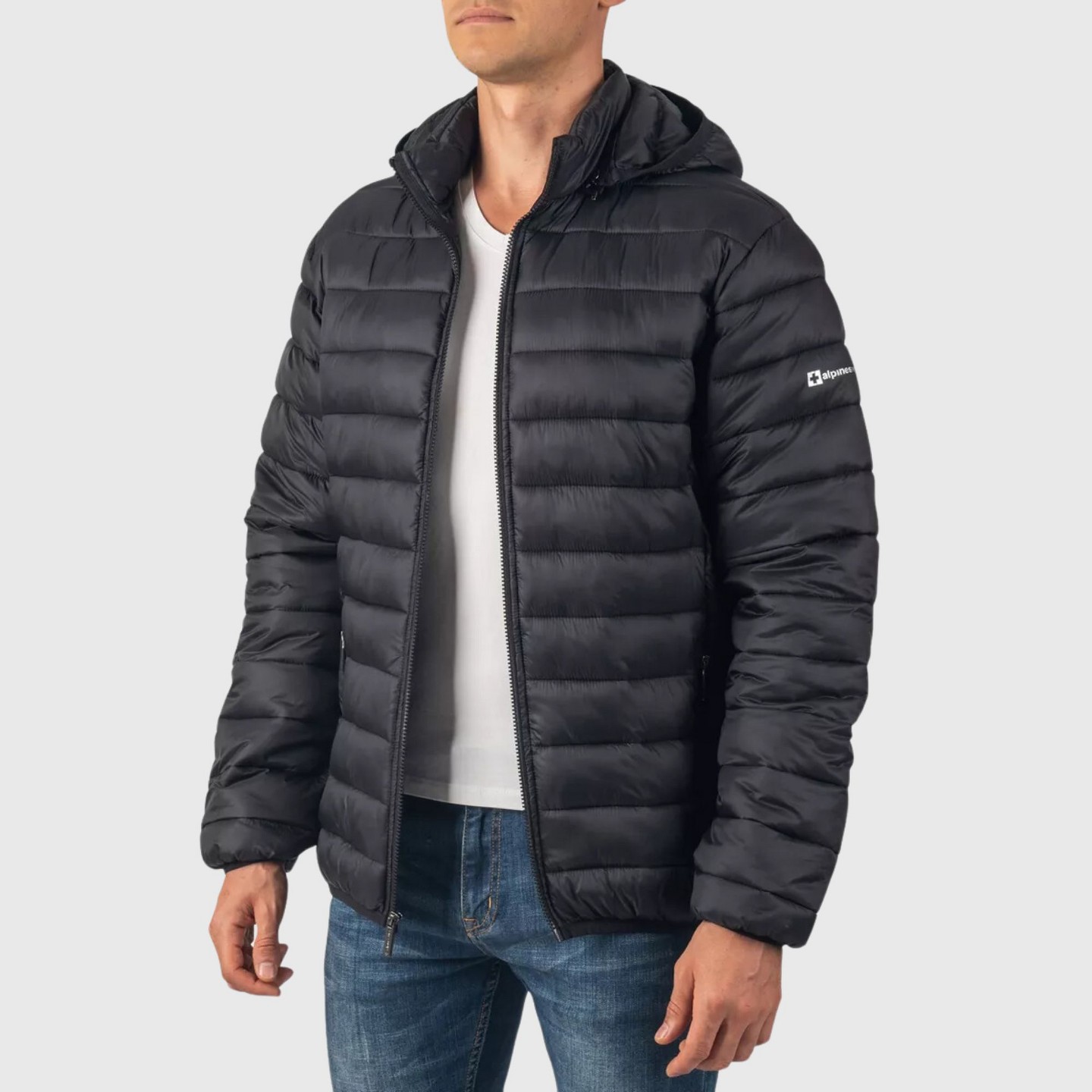 Мужская куртка Alpine Swiss Lightweight Puffer Jacket with Removable Hood Milo Winter Coat Packable Water-Resistant Down Alternative Bubble Jacket BLK 2XL — фото 1