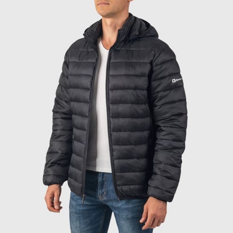 Мужские куртки Alpine Swiss Men’s Lightweight Puffer Jacket with Removable Hood | Milo Winter Coat Packable Water-Resistant Down Alternative Bubble Jacket BLK XL