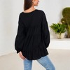 Anna-Kaci Women's V-Neck Tiered Babydoll Top with Long Puff Sleeves - 2 of 4