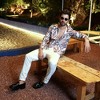 Campus Sutra Men Men's Charcoal Grey & Mocha Brown Marble Foliage Shirt - 3 of 3