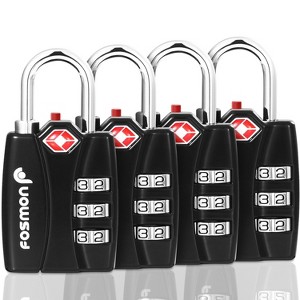 Fosmon TSA Approved Luggage Lock, Combination Padlock with Open Alert, Combo TSA Locks for Luggage, Suitcase, Backpack, Bag - Black - 1 of 4