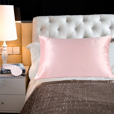 2 Pcs Standard Silk 350TC Gift Set Pillowcase and Eye Cover Pink - PiccoCasa