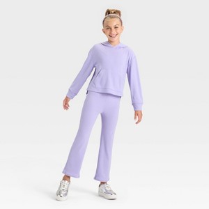 Girls' 2pc Cozy Top & Bottom Set - Cat & Jack™ Purple - 1 of 4