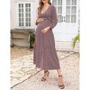 Maternity Dress Women's V-Neck Puff Sleeve Pleated Maternity Maxi Dress for Baby Shower or Casual Wear  lightgreenflower XL - 2 of 4