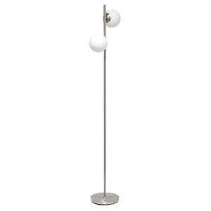 66" Tall Mid-Century Modern Tree Floor Lamp with Dual White Glass Globe Shade - Simple Design - 1 of 4