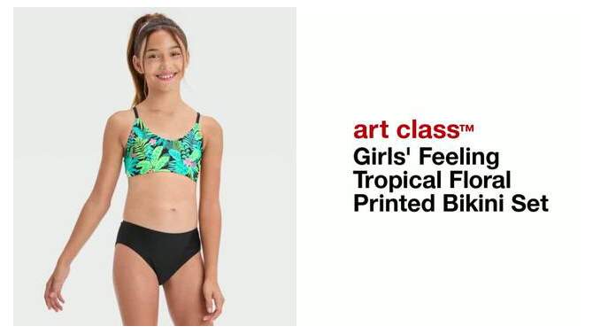 Girls&#39; Feeling Tropical Floral Printed Bikini Set - art class&#8482;, 2 of 6, play video