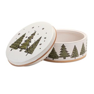 Ceramic Pine Tree Canister with Lid 7.75"D - 1 of 4