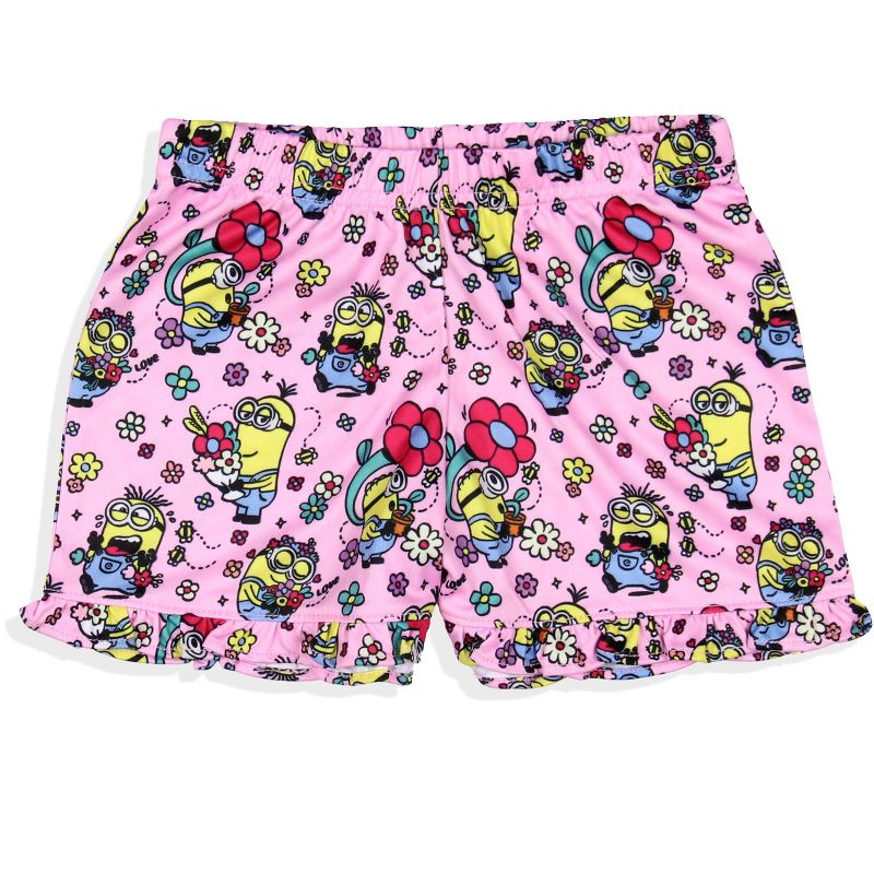 Despicable Me Girls' Flower Bello! Minions Sleep Pajama Sleep Set Shorts Pink, 5 of 7