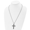 Black Bow Jewelry Stainless Steel Black Rhodium Black Diamond Cross Necklace, 24 Inch - 2 of 4