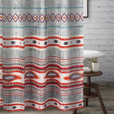 Kiva Multicolor Boho Shower Curtain with Liner