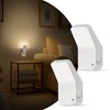 YANSUN 2-Pack 1W White Plug-In Night Lights, L-Shaped Wall Lamps with Warm 3000K Light, Three-Level Dimming, Easy US Installation - 2 of 4