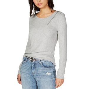 I.N.C International Concepts Womens Zipper Detail Basic T-Shirt, Grey, X-Large - 1 of 1