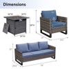 Buenhomino Patio Furniture with Fire Pit 4-Piece Wicker Outdoor Sectional Couch with Swivel Rocking Chairs, Propane Fire Pit Conversation Set - 4 of 4