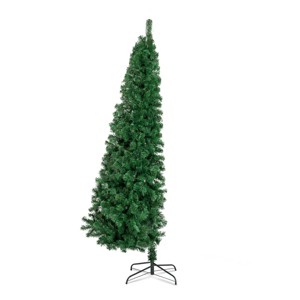 7ft 881 Branch Half Christmas Tree with 230LED Lights PVC Branch Iron Bracket Tender Green Christmas Tree - 1 of 4