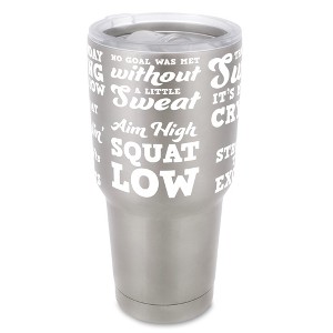 100 North 30 Ounce Stainless Steel On the Go Travel Tumbler With Push Top Lid, Aim High Squat Low Silver - 1 of 4