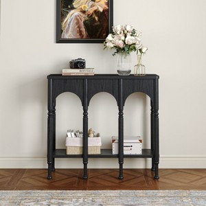 Black Solid Wood Entryway Console Table - 1 of 4