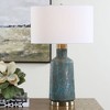 Uttermost Dauphine Table Lamp-Volcanic Deep Teal Glaze with White Linen Shade - 2 of 4