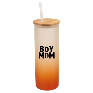 Elanze Designs Boy Mom Pine Tree Love Family Son Wrap-Around Design 25 Ounce Frosted Gradient Glass On-The-Go Coffee Travel Skinny Tumbler Mug Cup, - 1 of 1