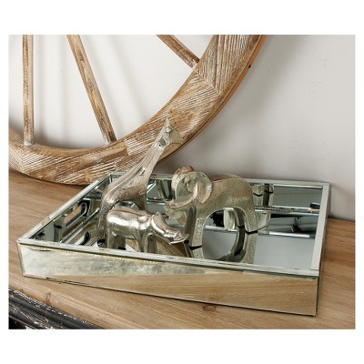 Silver Mirrored Rectangular MDF Decorative Tray