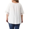 Agnes Orinda Women's Plus Size Lace Crochet Hollow out Crew Neck Short Sleeve Side Split Casual Blouses - 4 of 4