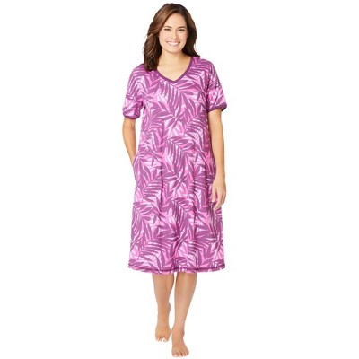 Dreams & Co. Plus Size Breezy Eyelet Knit Long Nightgown - 14/16, Caribbean Blue At Women's Clothing Store