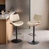 Set of 2  Walnut Bentwood Bar Stools Mid Century Modern Adjustable Counter Height Black Leather Upholstered 360°Swivel Bar Chairs - Leovsnove - 3 of 4