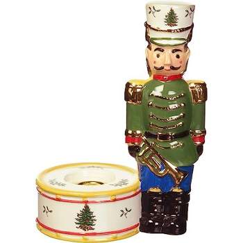 Spode Christmas Tree Nutcracker Candle Holder, 7-Inch Christmas Home Décor for Mantel, Table, or Kitchen Counter