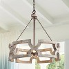 LNC Timeless 3-Light 19.5" Farmhouse/Rustic Small Drum Chandelier, Rustic Bronze and Weathered White Wood Tone - 2 of 4