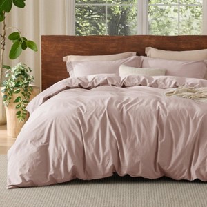 100% Washed Cotton Duvet Cover Minimalist Cotton Duvet Cover for All Seasons GentleSoft™ Plain Simple Bedding Set - 1 of 4