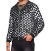 Lars Amadeus Men's Long Sleeves Shiny Metallic Sequins Argyle Printed Hooded Jacket - 2 of 4
