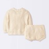 Baby Boys' Ribbed Lil Cub Sweater & Shorts Set - Cloud Island™ Cream - 2 of 4