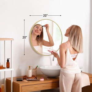 MAYEERTY 20in Wall Mounted Vanity Mirror Bathroom Round Mirror£¬Gold - 1 of 4