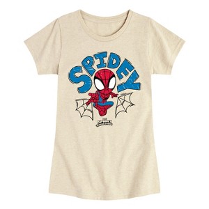 Girls' - Marvel - Spider-Man And His Amazing Friends Doodle Spidey Fitted Short Sleeve Graphic T-Shirt - 1 of 4