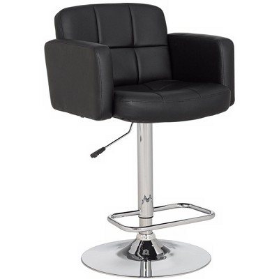 Studio 55D Trek Large Black Faux Leather Adjustable Swivel Bar Stool