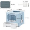 QuestaPack Large Enclosed Cat Litter Box with Cushion, Anti-Splash Closed Litter Boxes with Litter Scoop Front Entry Top Exit Door - 2 of 4