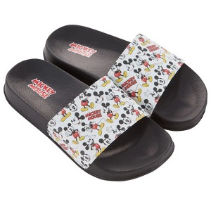 Ladies Minnie and Mickey Slides - Ladies Classic Mickey and Minnie Mouse Slide Sandals - Disney Mickey & Minnie Mouse Slip On Slides - 1 of 4