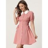 INSPIRE CHIC Women's Vintage Peter Pan Collar Short Sleeve Button Down A-Line Mini Dress - 3 of 4