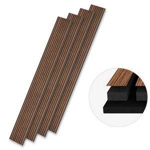 SMARTSTANDARD 94.09 in. x 12.6 in. x 0.9 in. Slat Wood Acoustic Sound Absorbing 3D Decorative Wall Paneling, 4-Pack - 1 of 1