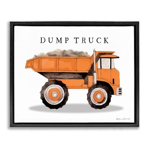 Stupell Industries Orange Dump Truck Construction Floating Frame Canvas Art, Black, 21" x 17" - 1 of 4