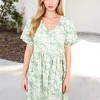Anna-Kaci Women's V-Neck Floral Print Babydoll Dress with Button-Front - 3 of 4