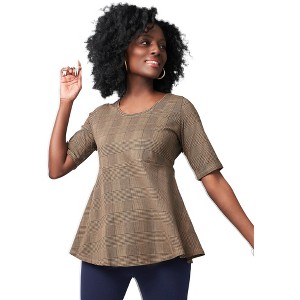 Jessica London Women's Plus Size Stretch Cotton Peplum Tunic - 1 of 4