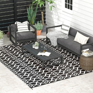 Gulches Outsunny Reversible Outdoor Rug, 9' x 12' Waterproof Plastic Straw Floor Mat with Carry Bag - 1 of 4