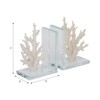 Decorative Coral on Glass Bookends - Coastal Inspired Book Ends for Office Desk Accent, Home Library, or Entryway Home Decor - Set of 2, 7.25", White - 4 of 4