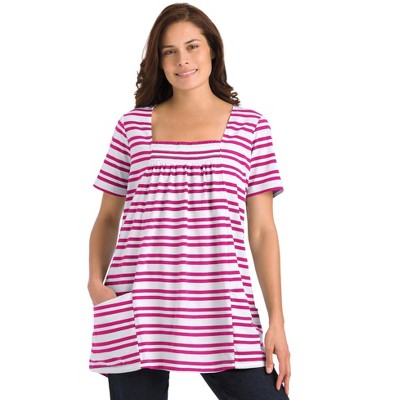 Woman Within Women's Plus Size 7-day Smock Trapeze Tunic - 3x, Pink ...