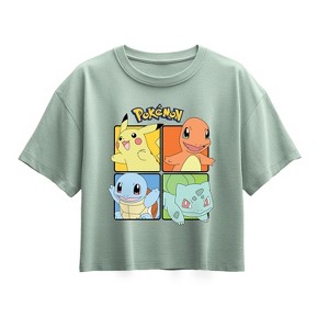 Girls' - Pokémon - Pokémon Squared Muted Short Sleeve Boxy Graphic T-Shirt - 1 of 1
