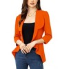 Women's Spring Fall Casual Blazers Puff Sleeve 3/4 Sleeve Solid Jackets Lapel Open Front Irregular Hem Work Suit Office Blazer - 2 of 4