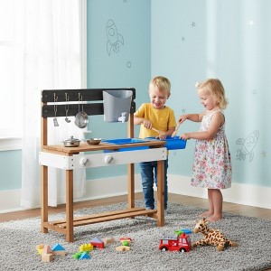 TopComfy Wooden Outdoor Mud Kitchen Playset with Water Play Cooking Toys and Storage for Kids 3+ Years Imaginative Play, Brown, 33.86"*13.39"*5.12" - 1 of 4